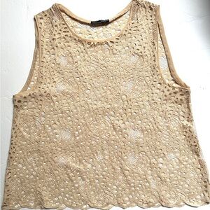 Zara‎ Elegant Tan Lace Sleeveless Top Women’s Sz 26 Small
